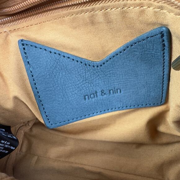 Nat + Nin Blue Rio Classic Quilted Matte Leather Crossbody Bag with Chain Strap - Picture 9 of 11